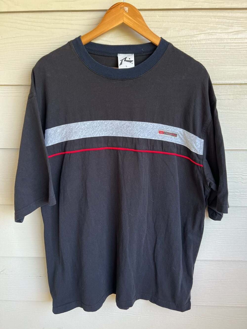 Vintage Rusty Black Striped Logo Tee